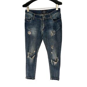 PHILIPP PLEIN Blue Denim Pants Studded Jeans Size 27
